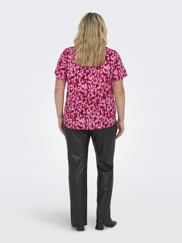 Only Carmakoma Carvica Life Short Sleeve Plus Size Top-RED - Borderland Muff