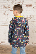 Lighthouse Kids Anchor Waterproof Jacket With All Over Digger And Lorry Print-NAVY - Borderland Muff