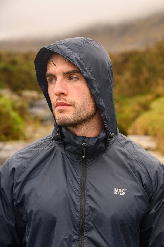 Mac in a Sac Adults Origin Waterproof Breathable Windproof Unisex Packable Jacket-NAVY - Borderland Muff