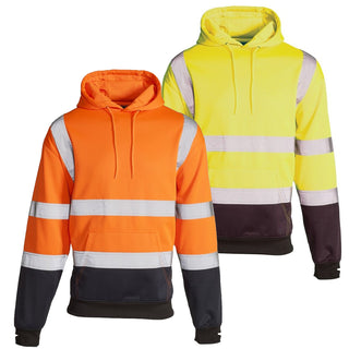 Supertouch Hi Vis 2 Tone Overhead Hoodie with reflective tape and kangaroo pocket for construction and road workers