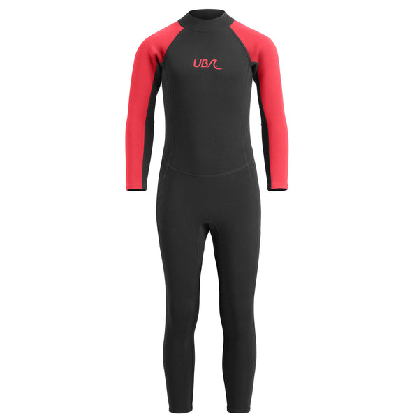 Urban Beach Sharptooth Kids Full-Length Wetsuit – 2mm Neoprene for Summer Watersports-red