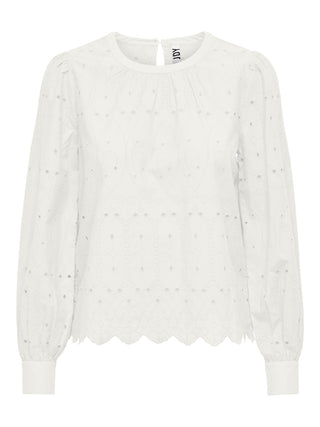 JDY Sana Long Sleeve Top-CLOUD DANCER