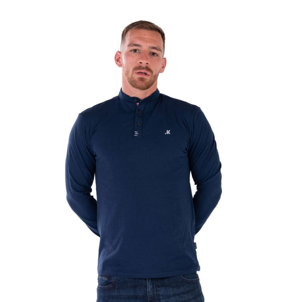 Mineral Dori Long Sleeve Grandad Tee-NAVY