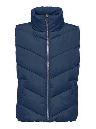 JDY Finno Short Padded Gilet-DARK DENIM