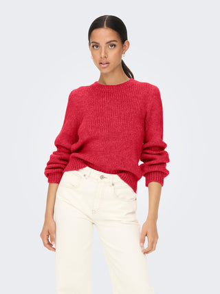 JDY Dinea Solid Colour Pullover Knit-BITTERSWEET