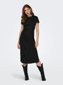 JDY Urba Short Sleeve Midi Dress-BLACK