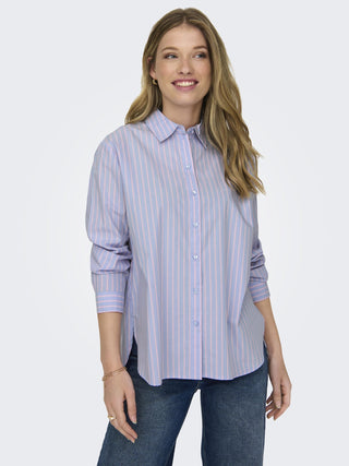 JDY Nelly Long Sleeve Loose Shirt-CASHMERE BLU
