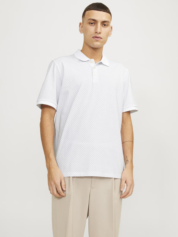 Jack & Jones Luis All Over Print Short Sleeve Polo-WHITE