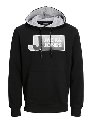 Jack & Jones LOGAN Plus Size Overhead Hoody-BLACK