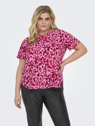 Only Carmakoma Carvica Life Short Sleeve Plus Size Top-RED