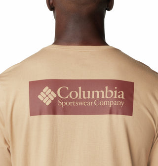 Columbia Mens North Cascade Comfort Stretch Logo Tee-YELLOW