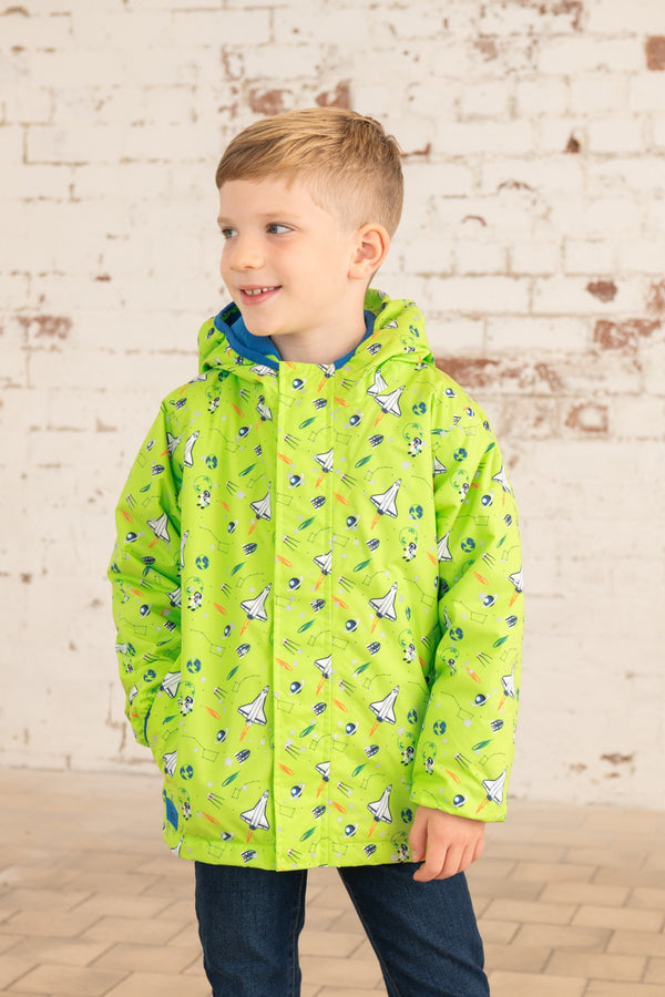Lighthouse Kids Finlay Waterproof Jacket With All Over Print-LIME
