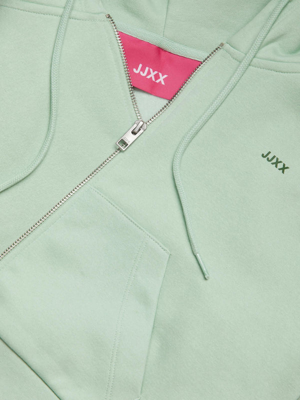 JJXX Abbie Long Sleeve Crop Full Zip Hooded Sweat-JADE