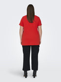 Only Carmakoma Carbonnie Plus Size Ladies Short Sleeve Tee-SCARLET