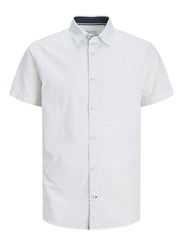Jack & Jones Plain Detail Slim Fit Short Sleeve Shirt-WHITE