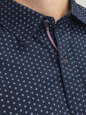 Jack & Jones Plain Detail Slim Fit Short Sleeve Shirt-NAVY BLAZER
