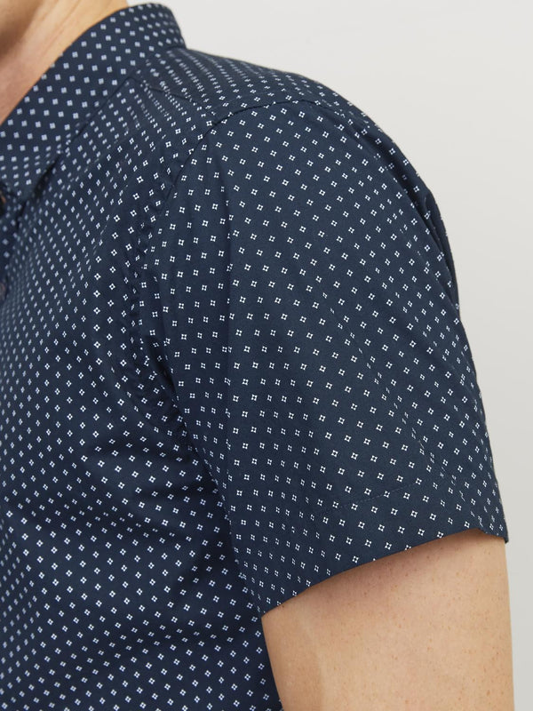 Jack & Jones Plain Detail Slim Fit Short Sleeve Shirt-NAVY BLAZER