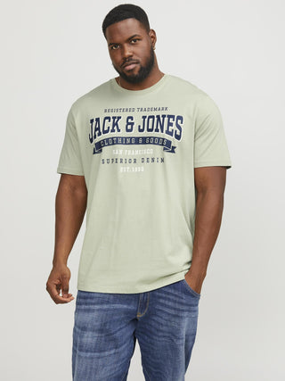 Jack & Jones Logo Plus Size Regular Fit Tee-SAGE