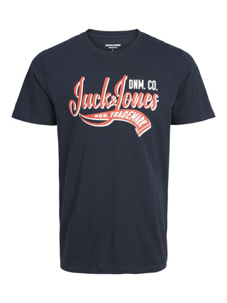Jack & Jones Logo Plus Size Regular Fit Tee-NAVY BLAZER