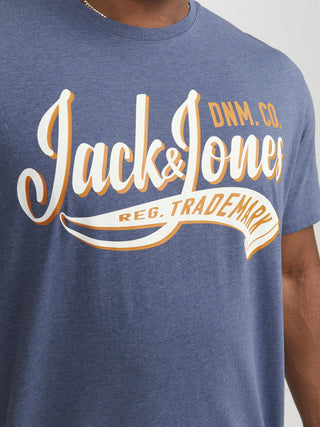 Jack & Jones Logo Plus Size Regular Fit Tee-ENSIGN BLUE