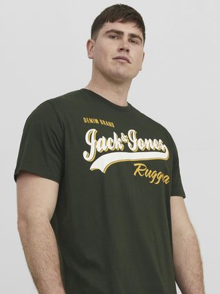 Jack & Jones Logo Plus Size Regular Fit Tee-MOUNTAIN GRN