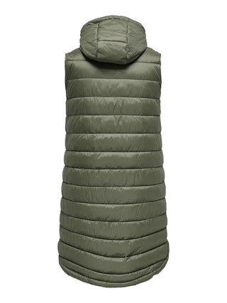 Only Carmakoma Ladies Plus Size Carwespa Long Hooded Bodywarmer-OLIVE
