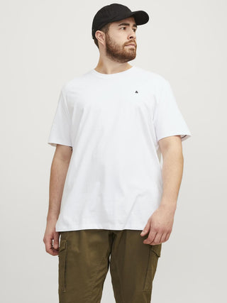 Jack & Jones Paulos Mens Plus Size 100% Cotton Short Sleeve T-Shirt-WHITE