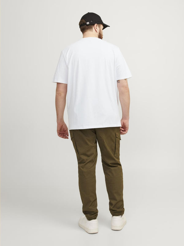 Jack & Jones Paulos Mens Plus Size 100% Cotton Short Sleeve T-Shirt-WHITE