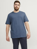 Jack & Jones Paulos Mens Plus Size 100% Cotton Short Sleeve T-Shirt-DENIM BLUE