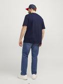 Jack & Jones Paulos Mens Plus Size 100% Cotton Short Sleeve T-Shirt-NAVY BLAZER