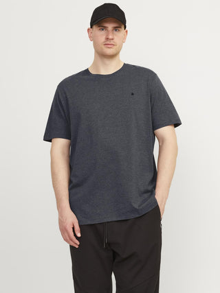 Jack & Jones Paulos Mens Plus Size 100% Cotton Short Sleeve T-Shirt-DARK GREY