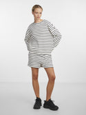 Pieces Ladies Chilli Striped Elasticated Summer Shorts-CLOUD DANCER