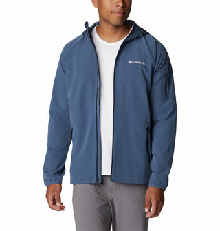 Columbia Mens Tall Heights Water Resistant Lightweight Hooded Softehell Jacket-BLUE