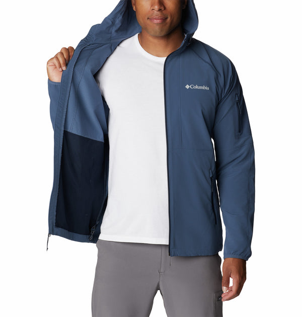 Columbia Mens Tall Heights Water Resistant Lightweight Hooded Softehell Jacket-BLUE
