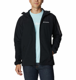 Columbia Mens Tall Heights Water Resistant Lightweight Hooded Softehell Jacket-BLACK