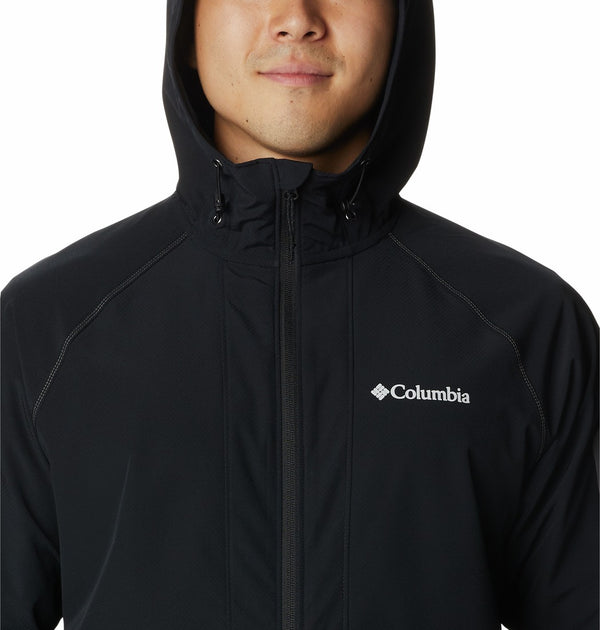 Columbia Mens Tall Heights Water Resistant Lightweight Hooded Softehell Jacket-BLACK