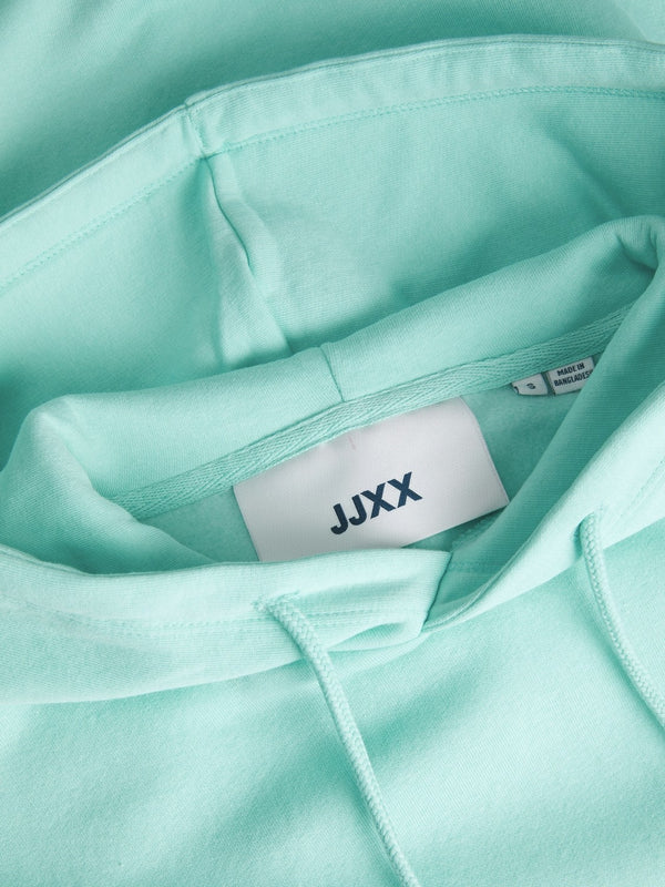 JJXX ladies Abbie Overhead Relaxed Fit Hooded Sweatshirt-TURQUOISE
