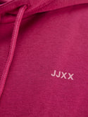 JJXX ladies Abbie Overhead Relaxed Fit Hooded Sweatshirt-CERISE