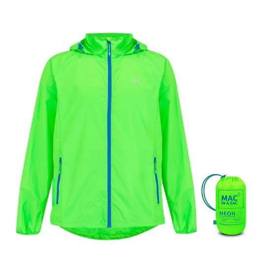 Mac in a Sac Origin Waterproof Jacket | Packable Unisex Rain Jacket | Neon Green