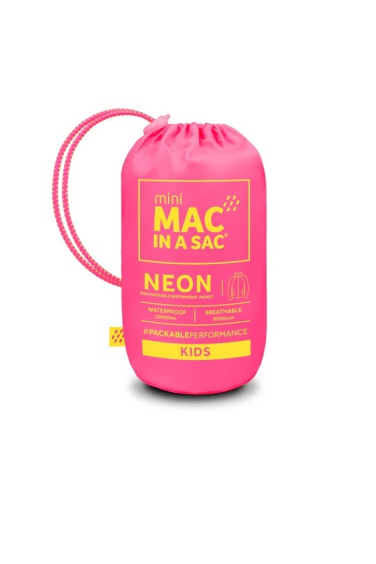 Mac in a Sac Kids Waterproof Breathable Windproof Packable Origin Jacket-NEON PINK