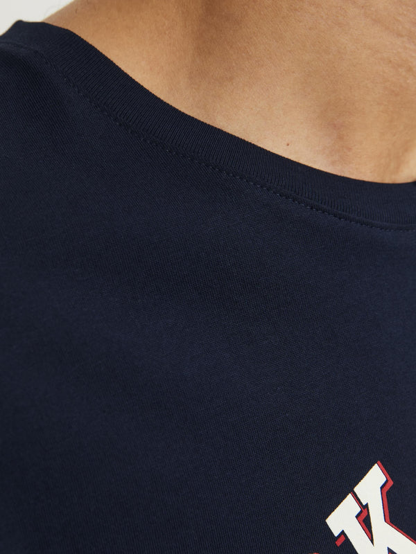 Jack & Jones Mens 100% Cotton Stretch Regular Fit Logo T-Shirt-NAVY BLAZER