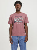 Jack & Jones Mens 100% Cotton Stretch Regular Fit Logo T-Shirt-ROSE