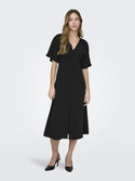 JDY Divya Ladies Short Sleeve Pleated Dress - BLACK