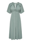 JDY Divya Ladies Short Sleeve Pleated Dress - GREEN