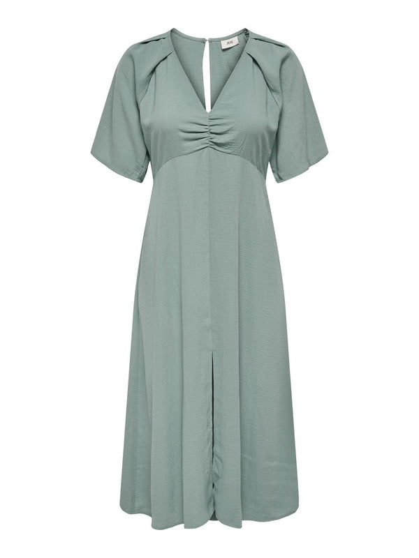 JDY Divya Ladies Short Sleeve Pleated Dress - GREEN