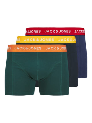Jack & Jones Mick 3 Pack Cotton Stretch Trunks-DEEP BLUE