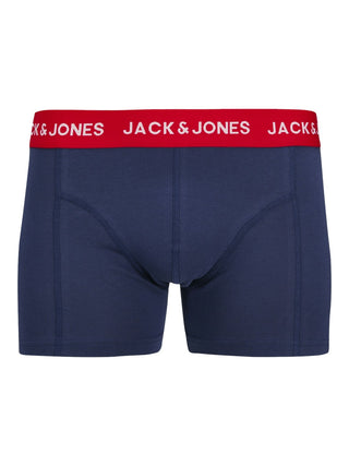 Jack & Jones Mick 3 Pack Cotton Stretch Trunks-DEEP BLUE