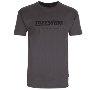 Tuff Stuff Mens Logo 100% Cotton Stretch Regular Fit Work T-shirt-GREY