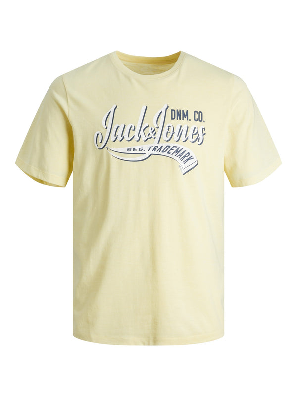 Jack & Jones Mens 100% Cotton Stretch Regular Fit Logo T-Shirt-VANILLA