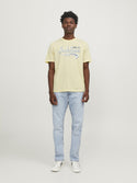 Jack & Jones Mens 100% Cotton Stretch Regular Fit Logo T-Shirt-VANILLA